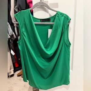 New York & Company Green Draped Blouse